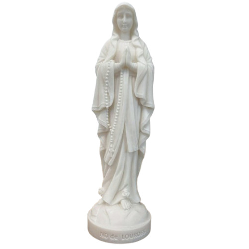 Statue Notre Dame de Lourdes en albâtre - 17cm