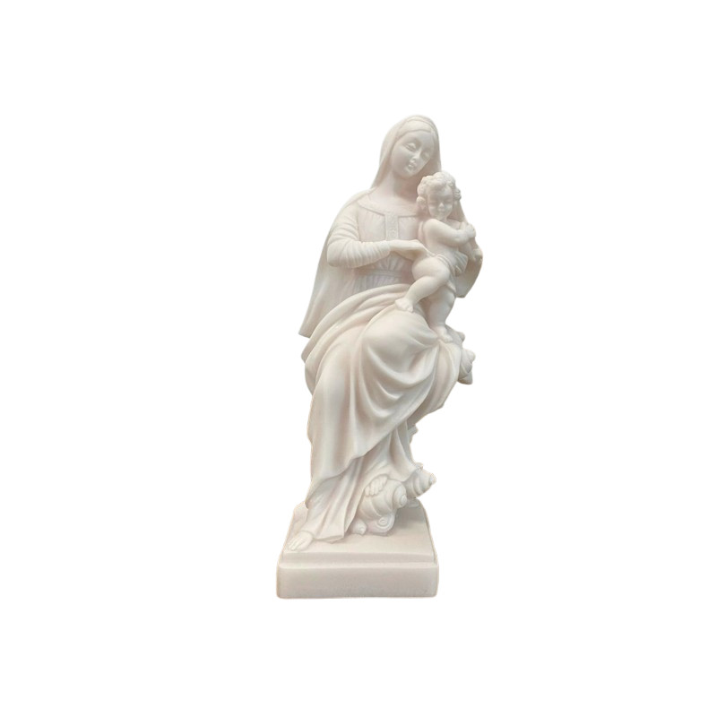 Statue Vierge à l'enfant en albâtre - 20cm