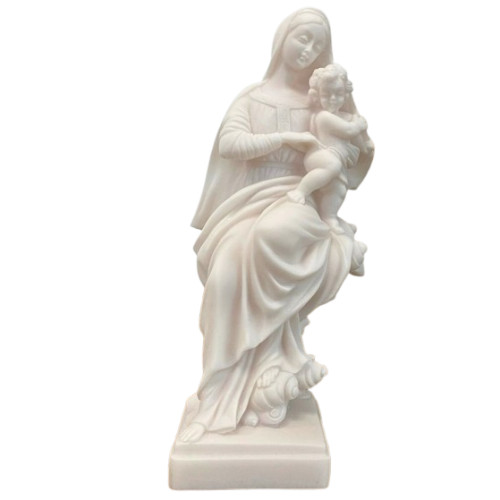 Statue Vierge à l'enfant en albâtre - 20cm