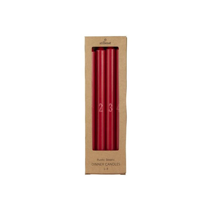 Lot De 12 Bougies Rouges Non Parfumées - 25,4 Cm, Fuseau Droit, Temps De Combustion Jusqu'à 11 Heures, Mèche Coton