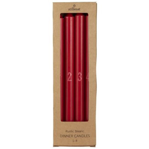 Lot de 4 bougies de Noël - 29cm - Rouge