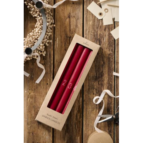 Lot de 4 bougies de Noël - 29cm - Rouge