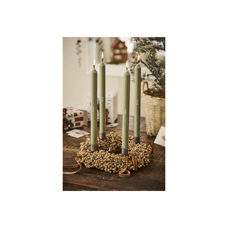 Lot de 4 bougies de Noël - 29cm - Vert