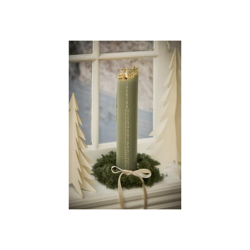 Bougie de l'Avent numérotée - Vert - 25cm