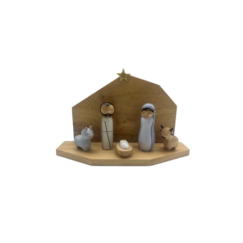 Etable en bois pour crèche de Noël Howoki