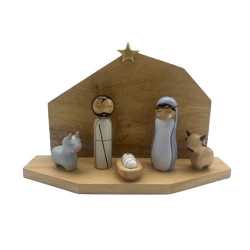 Etable en bois pour crèche de Noël Howoki