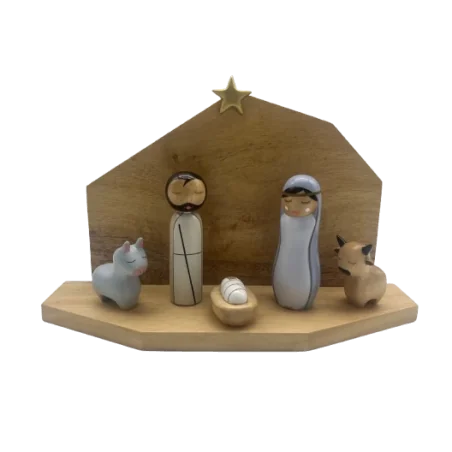 Etable en bois pour crèche de Noël Howoki