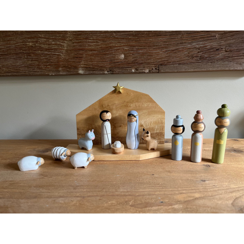 Etable en bois pour crèche de Noël Howoki