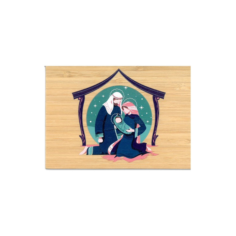 Carte simple en bambou - Nativité verte