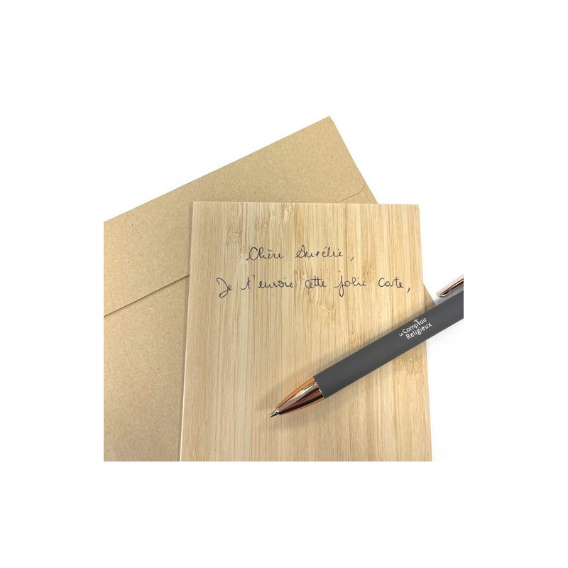 Carte simple en bambou - Notre Dame de Paris - verso avec enveloppe