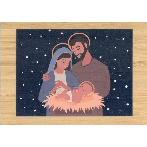 Carte simple en bambou - Nativité marine
