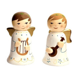 Crèche de Noël en bois peint tourné - 2 anges  | Comptoir Reli...