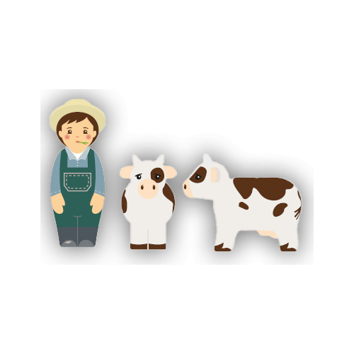 Fermier et sa vache - Crèche de Noël en bois tourné