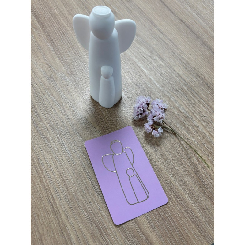 Carte simple de communion parme - Ange gardien - 65X105 mm