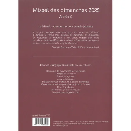 Missel des dimanches 2025 4eme de couverture
