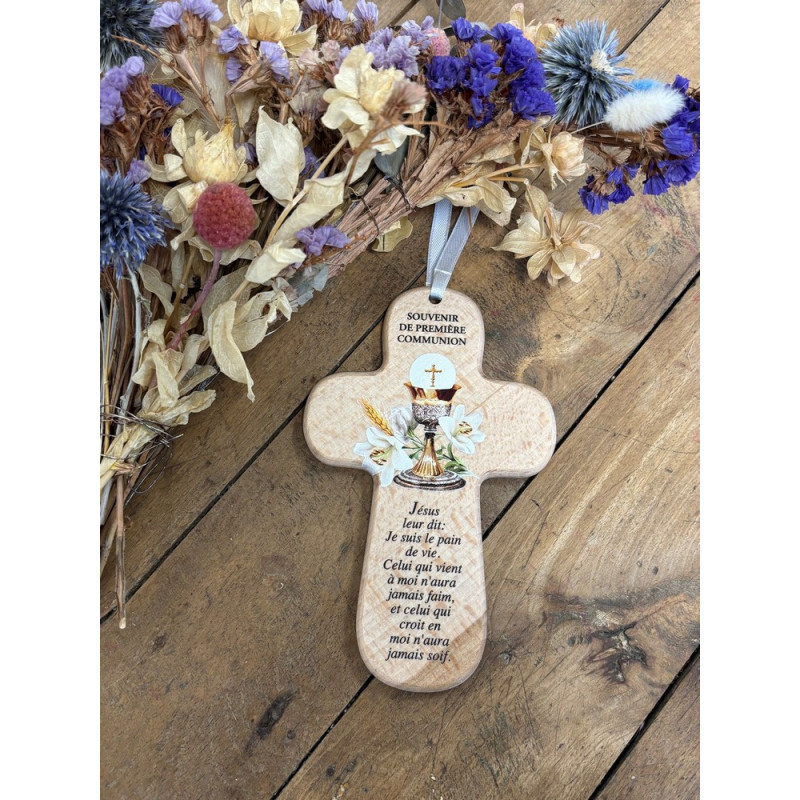 Croix Première Communion décorée