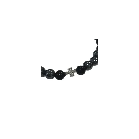 Bracelet noir avec croix pour Homme | Comptoir Religieux