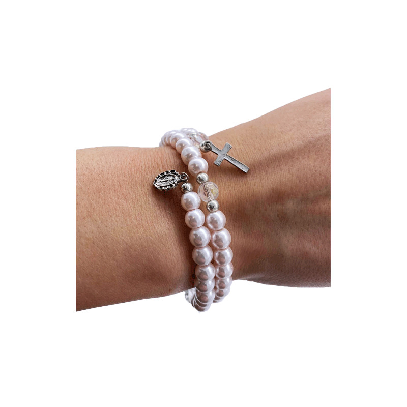 Bracelet chapelet rose