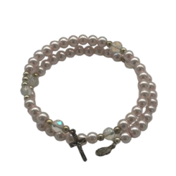 Chapelet-Bracelet à Perles Roses avec Médaille
