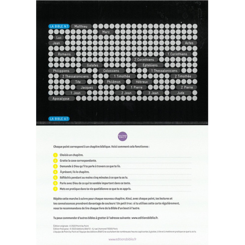 Bible à gratter - éditions Bibli'o - Recto