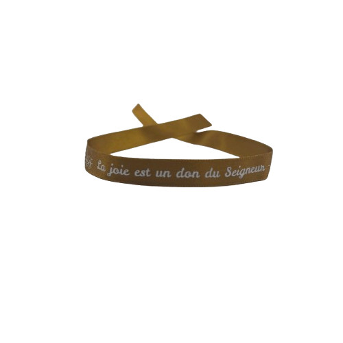 ruban couleur bronze "La joie est un don du seigneur - Pape François"