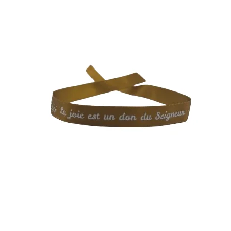 ruban couleur bronze "La joie est un don du seigneur - Pape François"