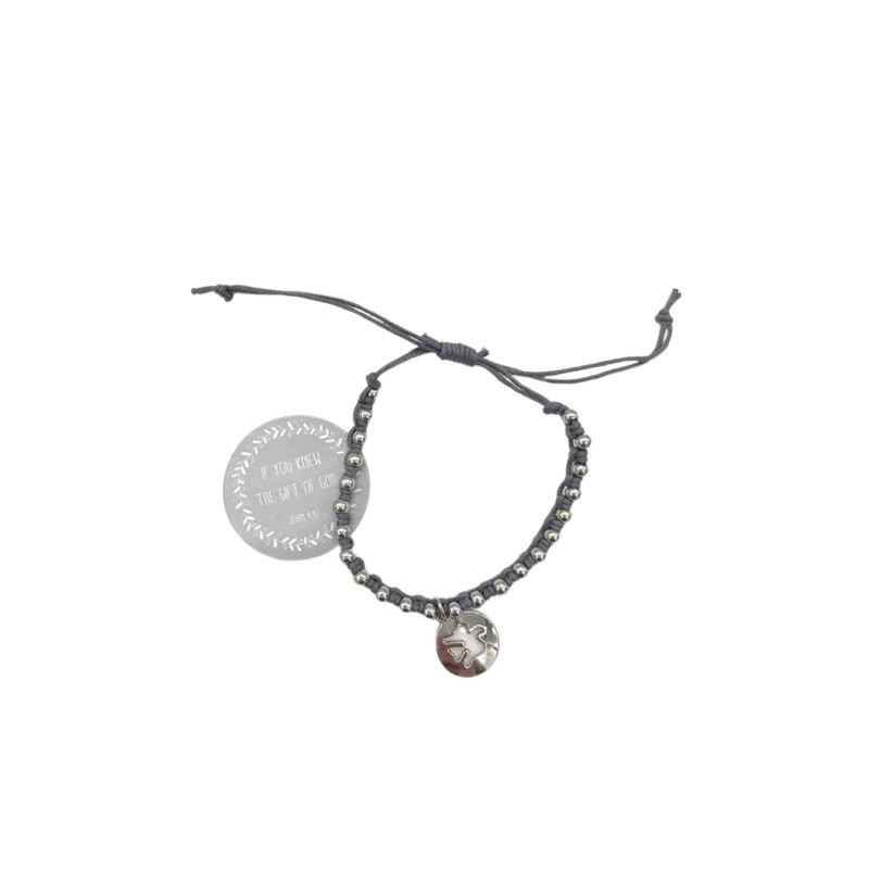 Bracelet colombe en fil tressé perles argentées