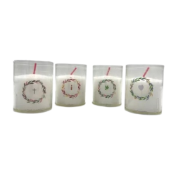 Lot de 4 bougies blanches avec couronne