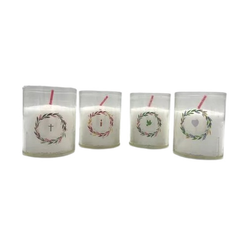 Lot de 4 bougies blanches avec couronne