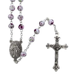 Chapelet en verre blanc