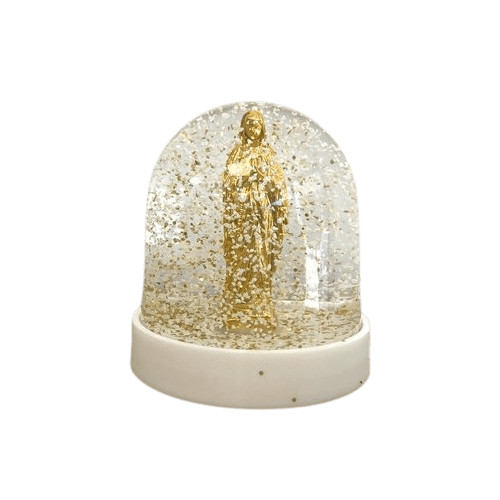Grande Boule à neige Vierge en prière dorée