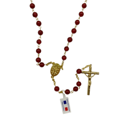 Chapelet en Agate Rouge et Fil Doré