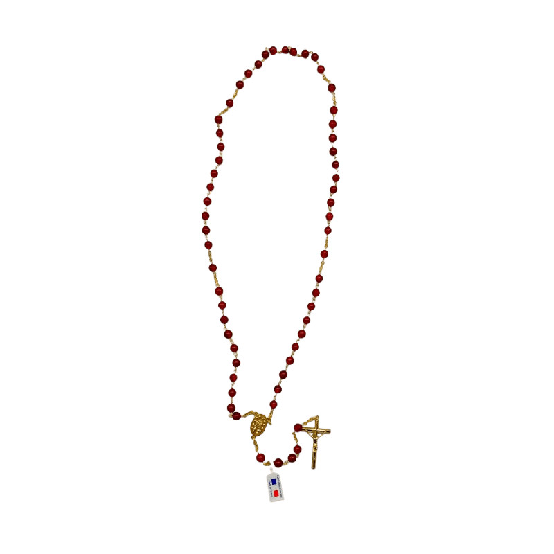 Chapelet en Agate Rouge et Fil Doré