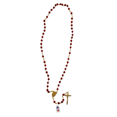 Chapelet en Agate Rouge et Fil Doré