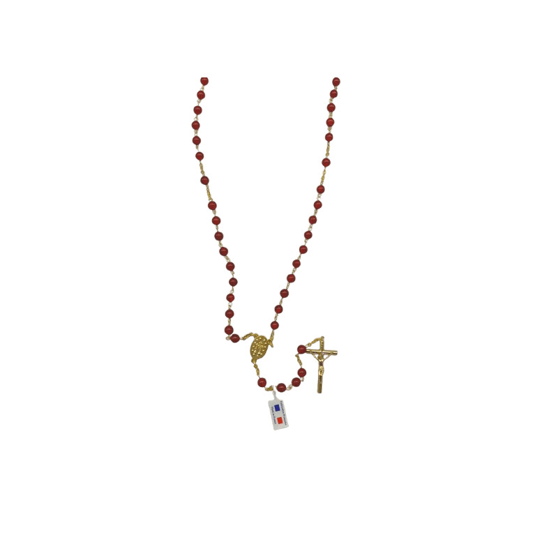Chapelet en Agate Rouge et Fil Doré