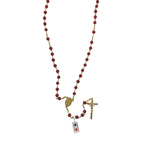 Chapelet en Agate Rouge et Fil Doré