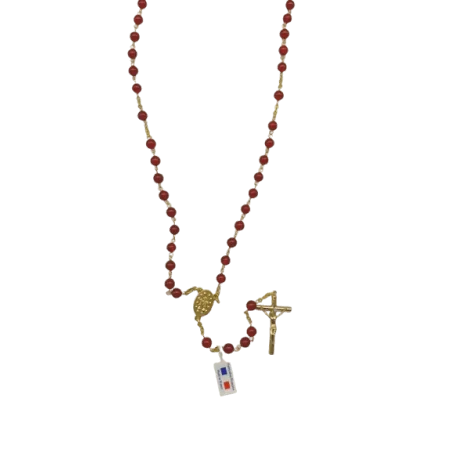 Chapelet en Agate Rouge et Fil Doré