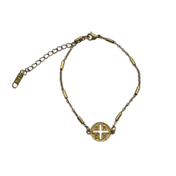 Bracelet avec croix grecque et chaine dorée