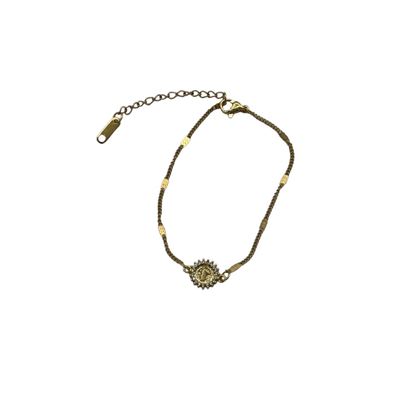 Bracelet avec vierge miraculeuse brillante et chaine dorée