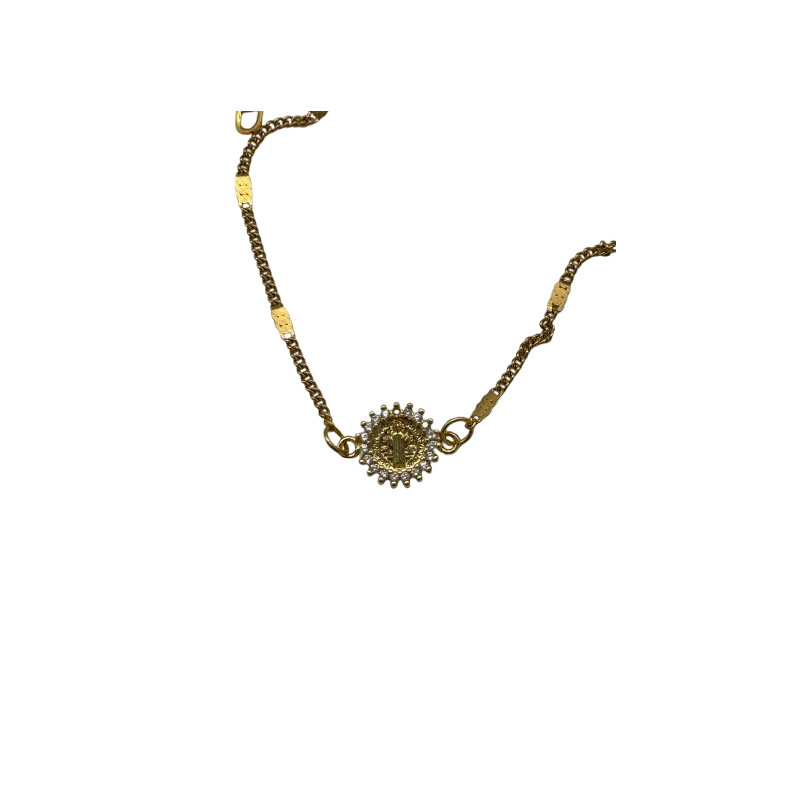 Bracelet avec vierge miraculeuse brillante et chaine dorée