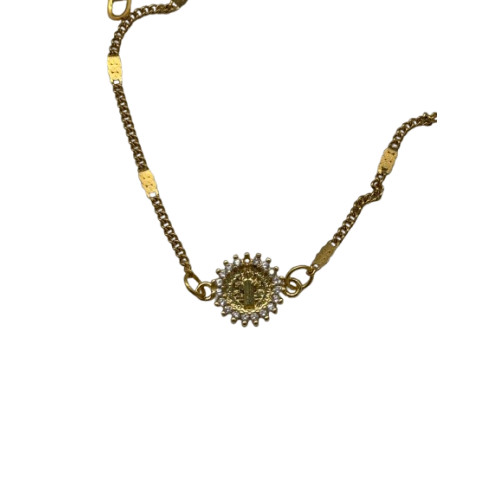 Bracelet avec vierge miraculeuse brillante et chaine dorée