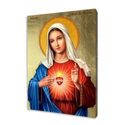 ICONE RELIGIEUSE EN FEUILLE D'OR - 10x15 - Sacré Cœur de Marie