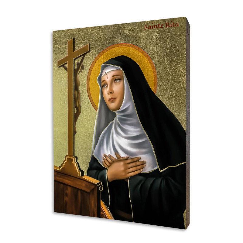 ICONE RELIGIEUSE EN FEUILLE D'OR - 10x15 - Sainte Rita