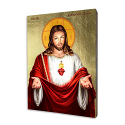 ICONE RELIGIEUSE EN FEUILLE D'OR - 10x15 - Sacré Cœur de Jésus