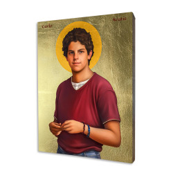 ICONE RELIGIEUSE EN FEUILLE D'OR - 10x15 - Carlo Acutis