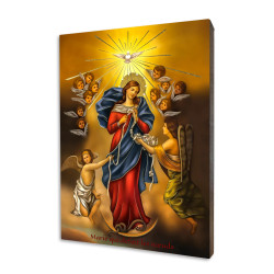 ICONE RELIGIEUSE EN FEUILLE D'OR - 10x15 - Marie Qui Défait Les Nœuds