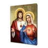 ICONE RELIGIEUSE EN FEUILLE D'OR - 10x15 - Sacré Cœur de Jésus et Sacré Cœur de Marie