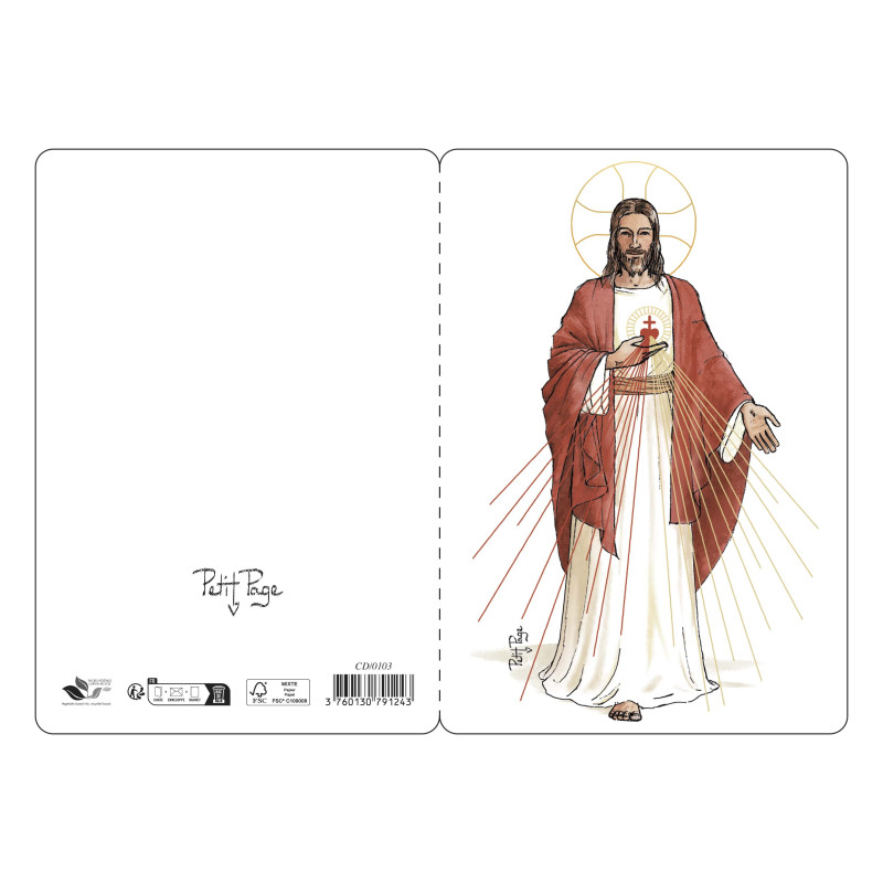 Carte double - Sacré cœur de Jésus - Petit Page - 16.5X11.5 cm