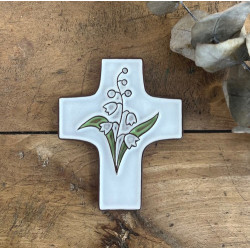 Croix Céramique avec Fleurs de Lys
