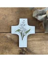 Croix Céramique avec Fleurs de Lys